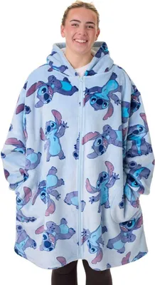 Immagine prodotto di Lilo & Stitch - Felpa con cappuccio con zip integrale da donna NS8759 (Taglia unica) (Blu)