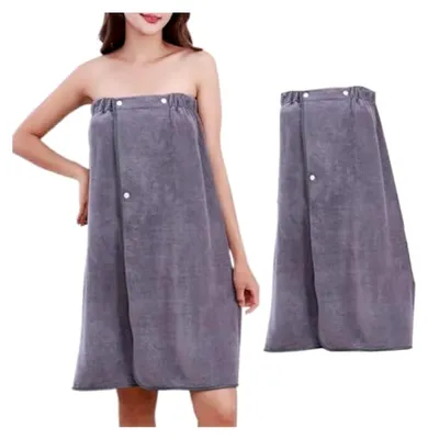 Produktbild von Bademantel für Damen - Saunahandtuch und Badeponcho - Leichter Morgenmantel und Saunakilt - Frottee Badetuch mit Druckknöpfen