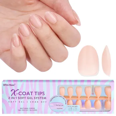 Produktbild von Künstliche Nägel Mandelform Extra Short Soft Gel 160 Stück Nude-XS