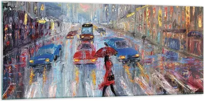 Produktbild von Bilder auf glas - Einteilig - Acryl Stadt Regen - 120x50cm - Glasbilder - Wandbilder - Bilder - zum Aufhängen bereit - Wanddekoration aus Glas - Glas Bilder - Wandbild auf Glas - GAB120x50-4251