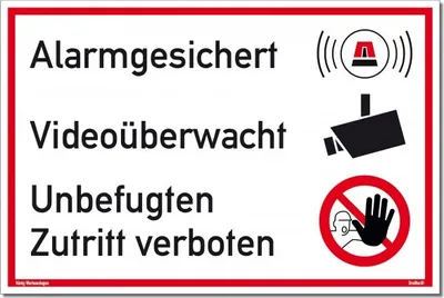 Produktbild von Dreifke® Schild Alarmgesichert Videoüberwacht | Alu Schild mit UV-Schutz weiß (300x200x2mm)