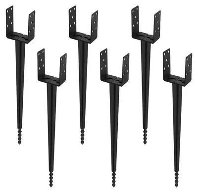 Immagine prodotto di Vigevee 6 supporti a U da infilare nel terreno, 700 mm, regolabili da 100 a 165 mm, con manicotto di infissione e ancoraggio per pali, in acciaio verniciato a polvere da 2 mm, per recinzioni da giardino, pergolati e tettoie