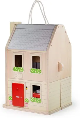 Imagen del producto de Mi primera casa de muñecas de madera, juego de muebles de 13 piezas