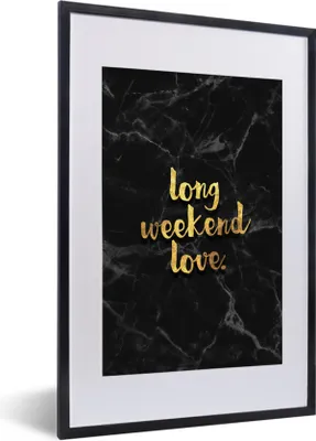Produktbild von MuchoWow® Gerahmtes Poster Zitate - Liebe - Gold - Marmor 40x60 cm - Poster mit Schwarzem Bilderrahmen Wandposter Rahmen Foto Bilder - Poster in Rahmen