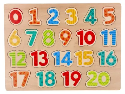 Obrázek produktu pro Dřevěné puzzle Lelin s čísly 0–20 – vzdělávací hračka pro děti od 3 let