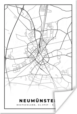 Produktbild von MuchoWow® Poster Karte - Neumünster - Karte - Stadtplan 120x180 cm - Kunstposter