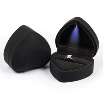 Produktbild von LED Ring Box Herzform Samt Ring Schachtel Ehering Box Schmuckschatullen Geschenkbox für Hochzeit Verlobungsring Valentinstag