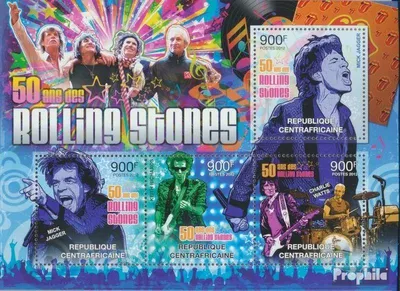 Produktbild von Briefmarken Zentralafrikanische Republik 2012 Mi 3747-3750 Kleinbogen (kompl. Ausgabe) postfrisch Die Rolling Stones (50 Jahre)