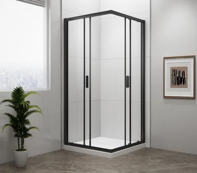Produktbild von Polysan EASY BLACK Duschabtrennung Quadrat 900x900mm, Klarglas