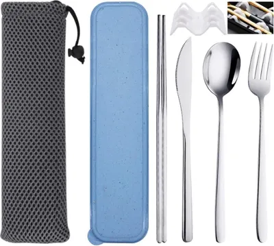 Produktbild von Edelstahl-Besteckset - Wiederverwendbar - 4-teilig - Mit Aufbewahrungsbox