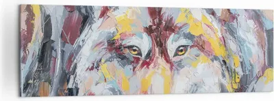 Produktbild von Bild auf Leinwand - Leinwandbild - Einteilig - Öl Wolf Hund - 160x50cm - Wand Bild - Wanddeko - Wandbilder - Leinwanddruck - Bilder - Wanddekoration - Leinwand bilder - Wandbild - AB160x50-4673