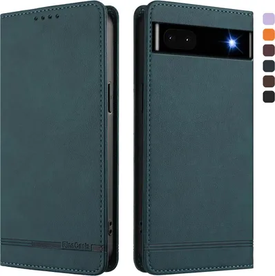 Produktbild von Hülle für Google Pixel 6A, Retro Kunstleder Ständer Klapphülle mit Kartenfächer und Magnetische Grün