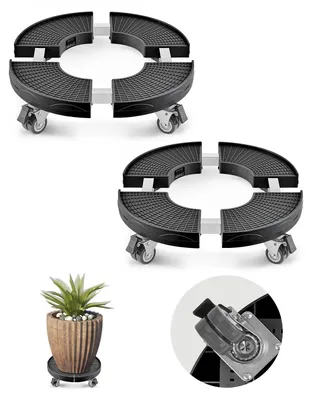 Imagen del producto de VEVOR: Carro de transporte con 4 ruedas fijas, capacidad de carga de 181 kg, 2 unidades. Carro para contenedores de basura, ajustable de 380 a 580 mm, carro de transporte