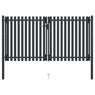 Obrázek produktu pro Dvoukřídlé plotové brány s ocelovými dveřmi 300 x 150 cm antracitové