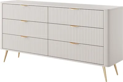 Produktbild von YOURHOUSE24 Kommode mit Schubladen 163 cm LANTE 6S beige/gold, schwarz