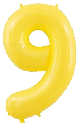 Zahl 9 Folienballon Gelb 100 cm Geburtstagsdeko