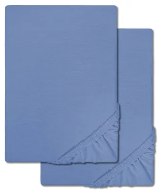 Productafbeelding van Dubbelpack CloudComfort Basic rekbare hoeslaken van jersey, blauw, 140 x 190 - 160 x 200 cm (2 stuks)