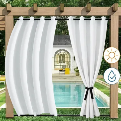 Produktbild von 1x Garden Outdoor Vorhang Wetterfest Mit ösen Wasserdicht Sichtschutz UV-Schutz für Balkon Terrasse Patio Pavillon, 132x243cm, Weiß