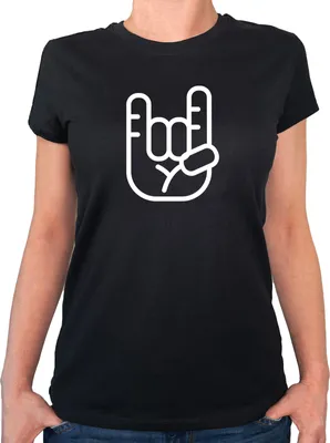 Produktbild von Huuraa Damen T-Shirt Pommesgabel Hand S Black Bio Baumwolle Fairtrade Damenshirt Geschenkidee