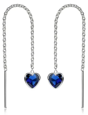 Produktbild von MATERIA by Matthias Wagner Damen Durchzieher Ohrringe Herzen aus 925 Silber mit blauen Zirkonia SO-480-Blau