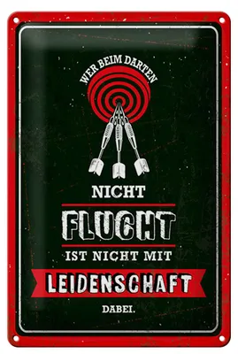 Produktbild von Blechschild Wer beim Darten nicht flucht, 30 x 20 cm, Blechschilder Spruch Sport Hobby