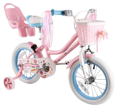 Kinderfahrrad 16 Zoll, Mädchen, mit Stützrädern und Korb, Rosa