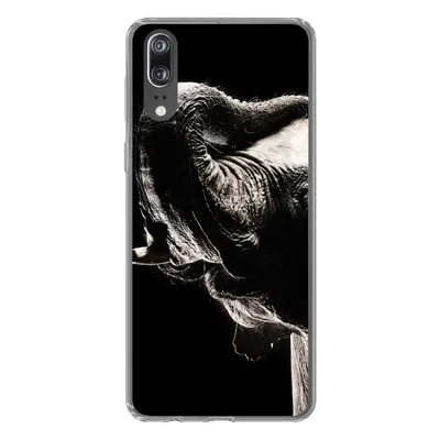 Produktbild von MuchoWow® Handyhülle Schutzhülle Hülle für Huawei P20 Elefant - Schwarz - Tiere - Porträt Silikon Softcase Handy Hülle - Hardcover