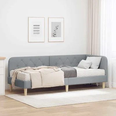 Image de Maison Exclusive - Cadre de lit d'angle gris clair 80 x 200 cm, tissu