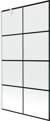 Produktbild von Mexen Next Wannenabtrennung 1-flügelig 100 x 150 cm, schwarzes Gitter, weiß - 895-100-000-00-77-20