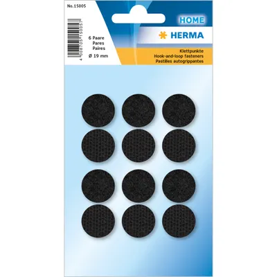 Immagine prodotto di Punti in velcro HERMA neri, diametro 19 mm