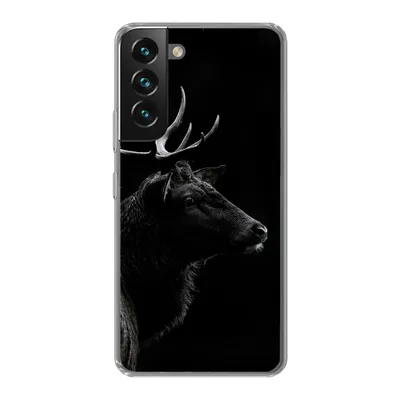 Produktbild von MuchoWow® Handyhülle Schutzhülle Hülle für Samsung Galaxy S22 Plus Hirsch - Schwarz - Porträt - Geweih - Tiere Silikon Softcase Handy Hülle - Schutzabdeckung