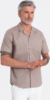 Zdjęcie produktu dla Ombre Clothing Koszulka męska z krótkim rękawem Nisedes ciemny beż S