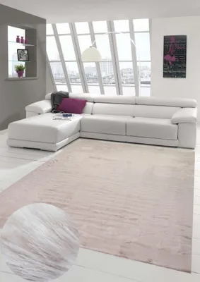 Immagine prodotto di Tappeto Tappeto in ecopelliccia a pelo alto in ecopelliccia di coniglio colore unico rosa dimensioni - 80 cm rotondo