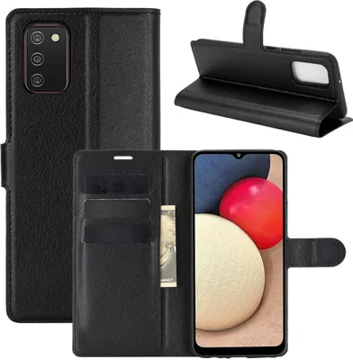 Produktbild von König Design Hülle kompatibel mit Samsung Galaxy A02s Kunstleder Handyhülle - Handy Case Schwarz