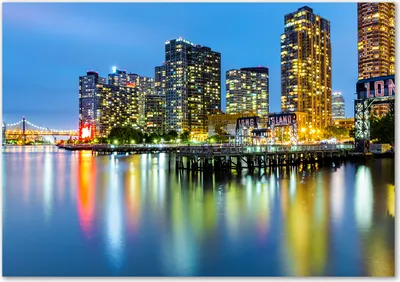 Produktbild von Tulup® Glas-Bild - 100 x 70 - Wandbild aus Glas - Wandkunst - Wandbild hinter gehärtetem Sicherheitsglas - Sehenswürdigkeiten & Architektur - New York bei Nacht - Mehrfarbig