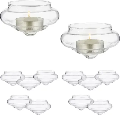 Produktbild von Relaxdays Schwimmwindlicht 12er Set Teelichthalter Glas H x D: 4,5 x 8 cm Home