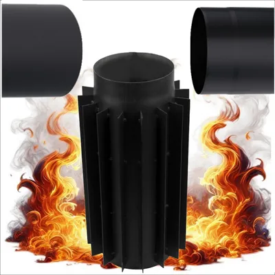 Produktbild von Abgaswärmetauscher Ø 120 mm Schwarz - Rauchgaskühler Radiator aus Stahl - Ofenrohr Rauchrohr Kaminrohr