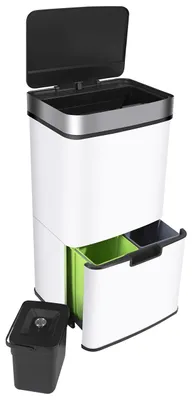 Productafbeelding van Sensorafvalbak 72 liter, 4 compartimenten, wit