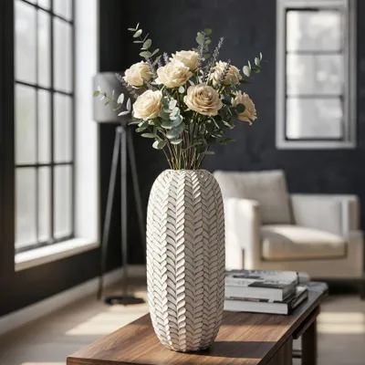 Immagine prodotto di Mauro Ferretti vaso a foglia Ø 18,5x46 cm oro bianco
