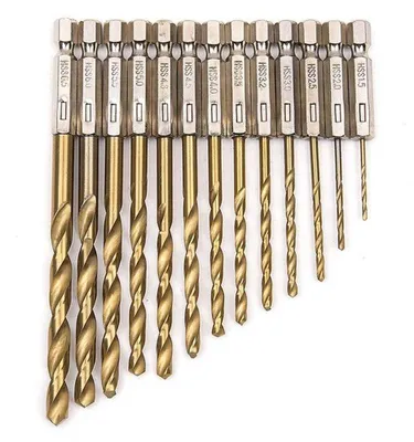 Imagen del producto de Juego de 13 brocas de titanio, de 1,5 a 6,5 mm, de acero de alta velocidad
