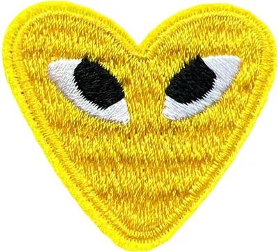 Produktbild von Herz mit Augen-Emblem-Aufnäher zum Aufbügeln, Gelb