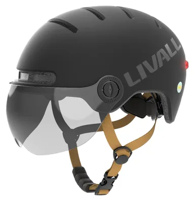 Zdjęcie produktu dla Kask rowerowy Livall L23 Smart City czarny 54-58 cm z daszkiem, diodą LED i funkcją SOS