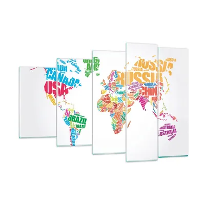 Produktbild von Bilder auf glas - Karte Worte Welt Geographie - 150x100cm - Glasbilder - Wandbilder - Kunstdruck - zum Aufhängen bereit - Wanddekoration aus Glas - Glas Bilder - Wandbild auf Glas - GEG150x100-2860