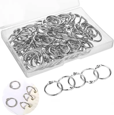 Produktbild von Buchringe 120 Stück 20mm Silber Metall Buchbinderringe Set für Scrapbook, Album, Memo, Basteln Schlüsselanhänger