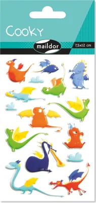 Produktbild von Maildor 10x Cooky, 1 Stickerbogen 7,5x12cm, Drachen - Mehrfarbig CY122C