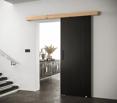 Produktbild von Schiebetür mit schwarzem Griff SALOME 11 – schwarz / Eiche Artisan
