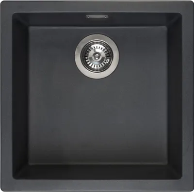 Produktbild von Reginox R32312 Regi Granit Spüle AMSTERDAM 40 Black Silvery ab 50 cm Schrankbreite / Auflagespüle / Unterbau / Einbauspüle