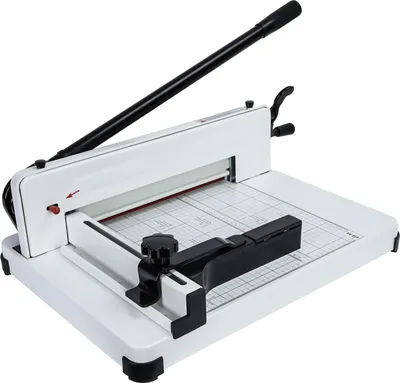 Produktbild von Präziser Papierschneider mit rutschfesten Gummifüßen, A4-Papierschneider mit integrierter Klemme für gleichmäßigen Druck, Kartonschneider mit 400 Blatt Schneidekapazität, robuster Papierschneider fürs Büro