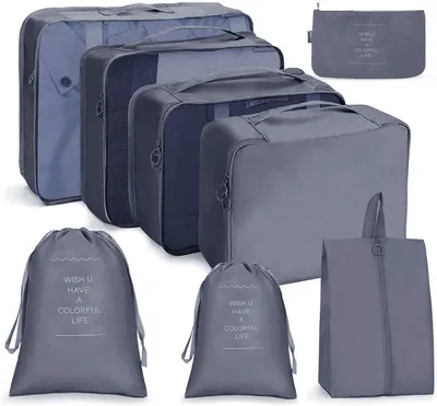 Produktbild von Koffer-Organizer-Set, Packwürfel, wasserdichte Reisekleidersäcke, Packtaschen für Koffer, Packwürfel mit Kosmetiktasche, Schuhbeutel, USB-Kabel