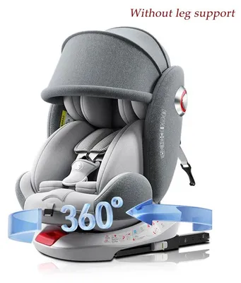 Produktbild von Babysitz für das Auto, 360° drehbar, mit Sonnenschutz – Verstellbarer Kindersitz – Grau
